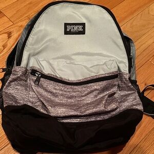 PINK Victoria's Secret Black and Gray Backpack